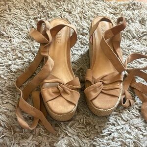 Schutz Wedges with suede ties